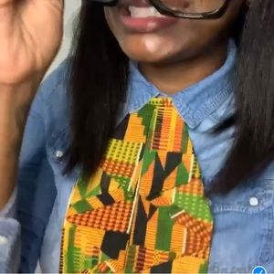 African print drape tie